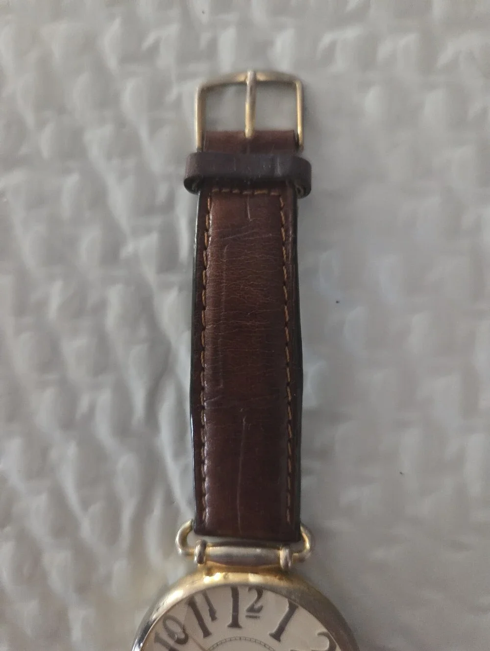 GLORIA VANDERBILT  Women's  Futura Quartz Watch BEVEL Crystal Leather Strap Runs